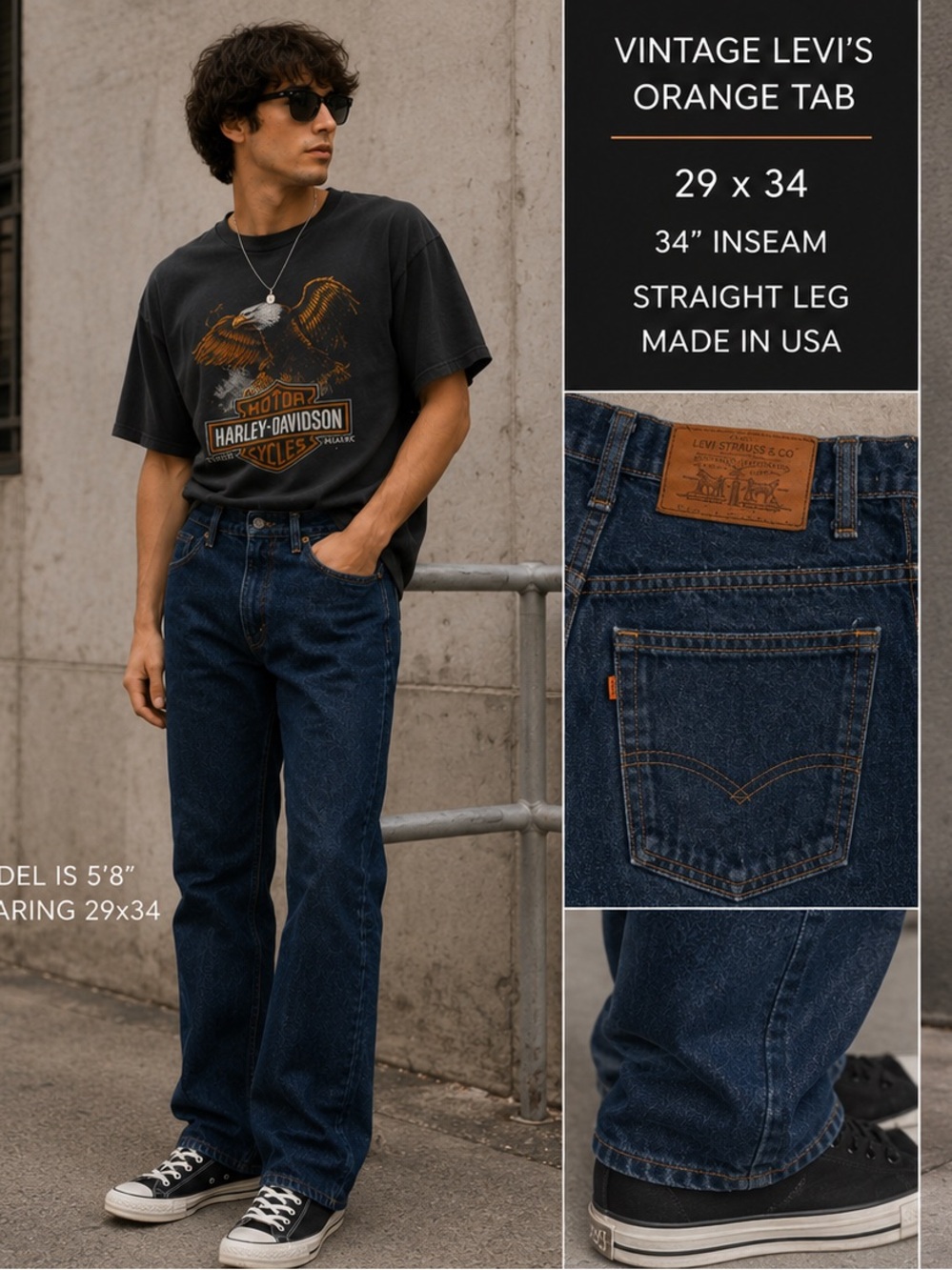 **** read description  Levi’s Orange Tab Straight Leg Jeans 29x34 Dark Wash